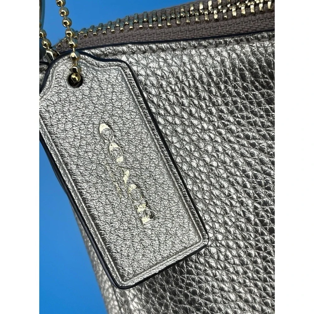 COACH Champagne Gold Metallic Leather Shoulder Bag Purse Handbag – Designer